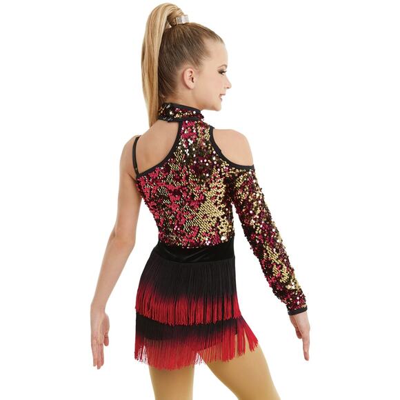 Dance Costume Weissman 11306 Small Adult Teal Fringe Jazz Sequin - Picture 2 of 3